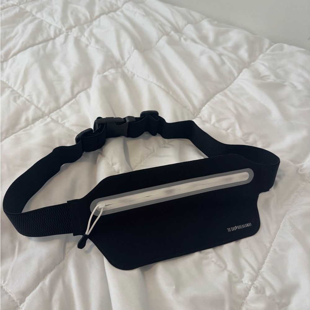 Black Waist Belt Bag with Reflective Strip